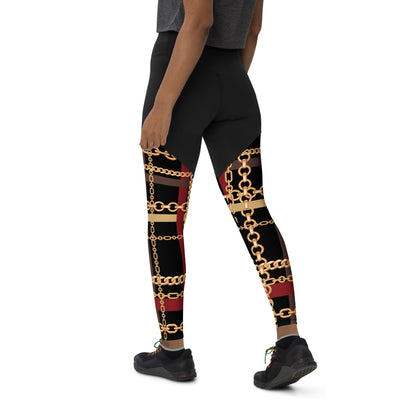 BJJ Couture Workout Red and Black Tartan Chain Leggings