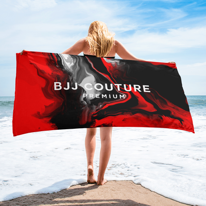BJJ Couture Red Black Marble After Training & Beach Towel