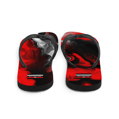 BJJ Couture Red Black Marble Flip-Flops