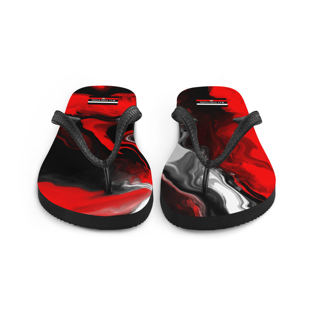 BJJ Couture Red Black Marble Flip-Flops