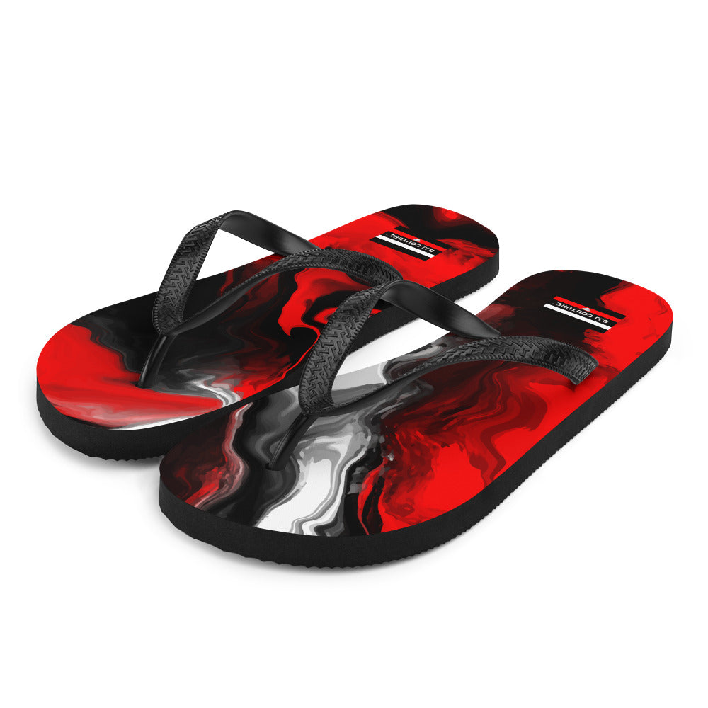 BJJ Couture Red Black Marble Flip-Flops