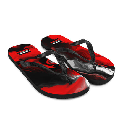 BJJ Couture Red Black Marble Flip-Flops