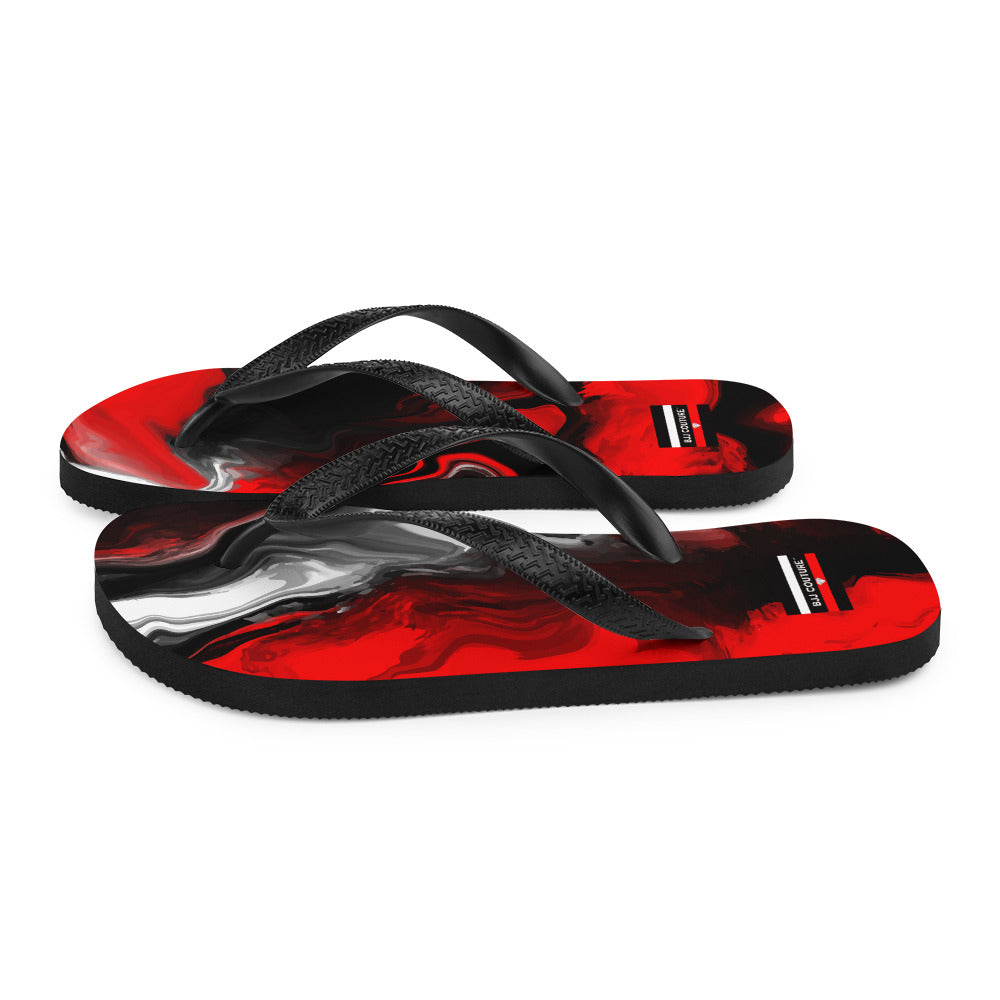 BJJ Couture Red Black Marble Flip-Flops