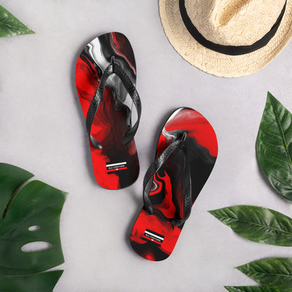 BJJ Couture Red Black Marble Flip-Flops