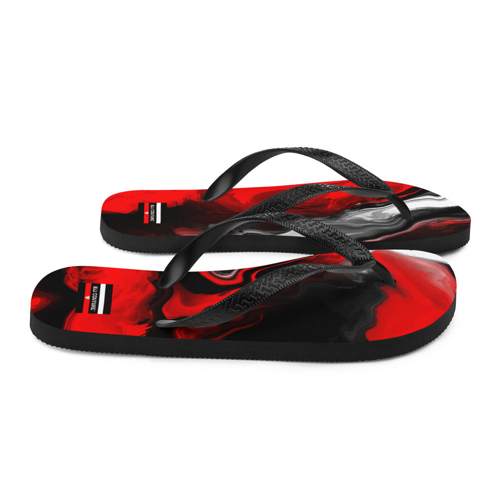 BJJ Couture Red Black Marble Flip-Flops