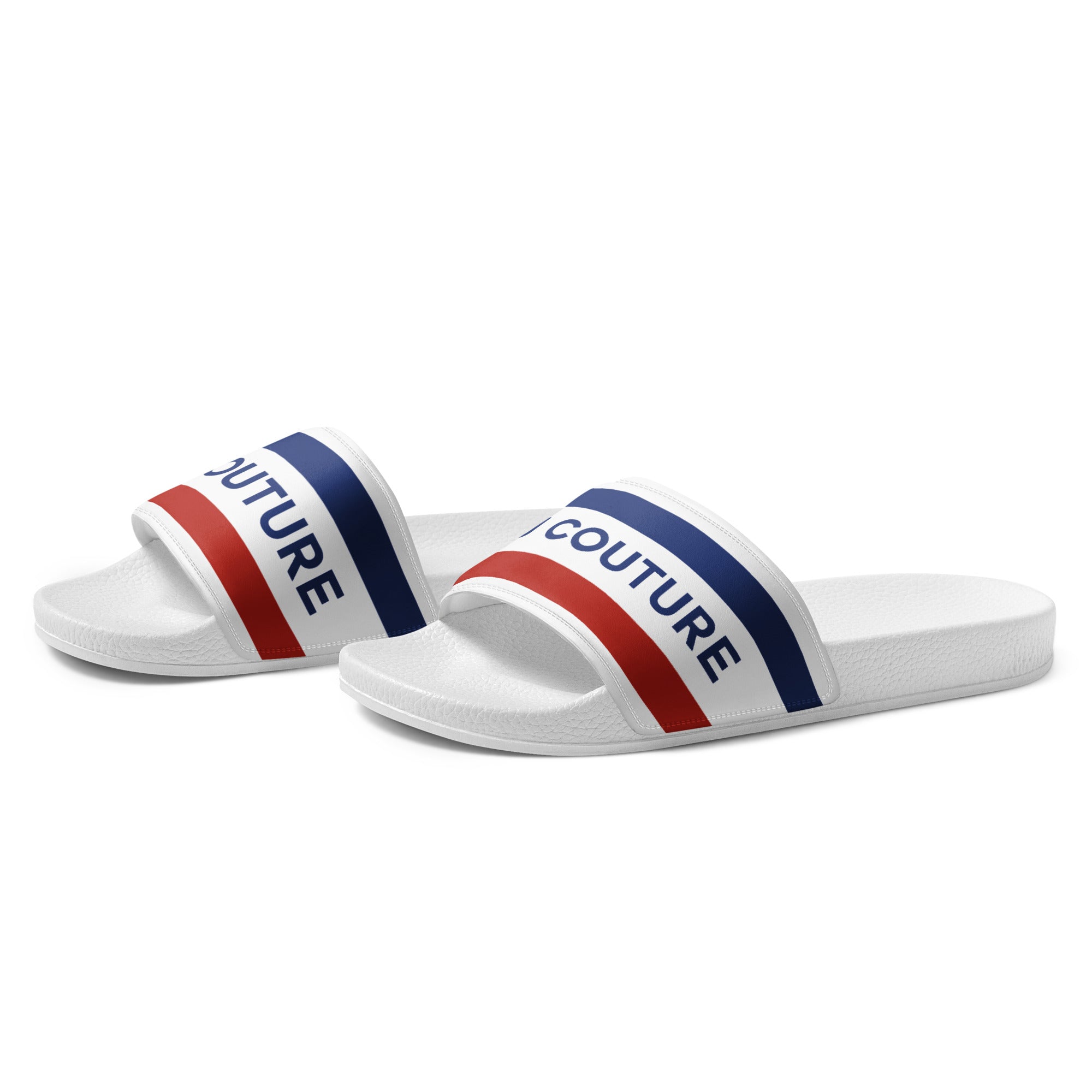 Red white discount and blue slides