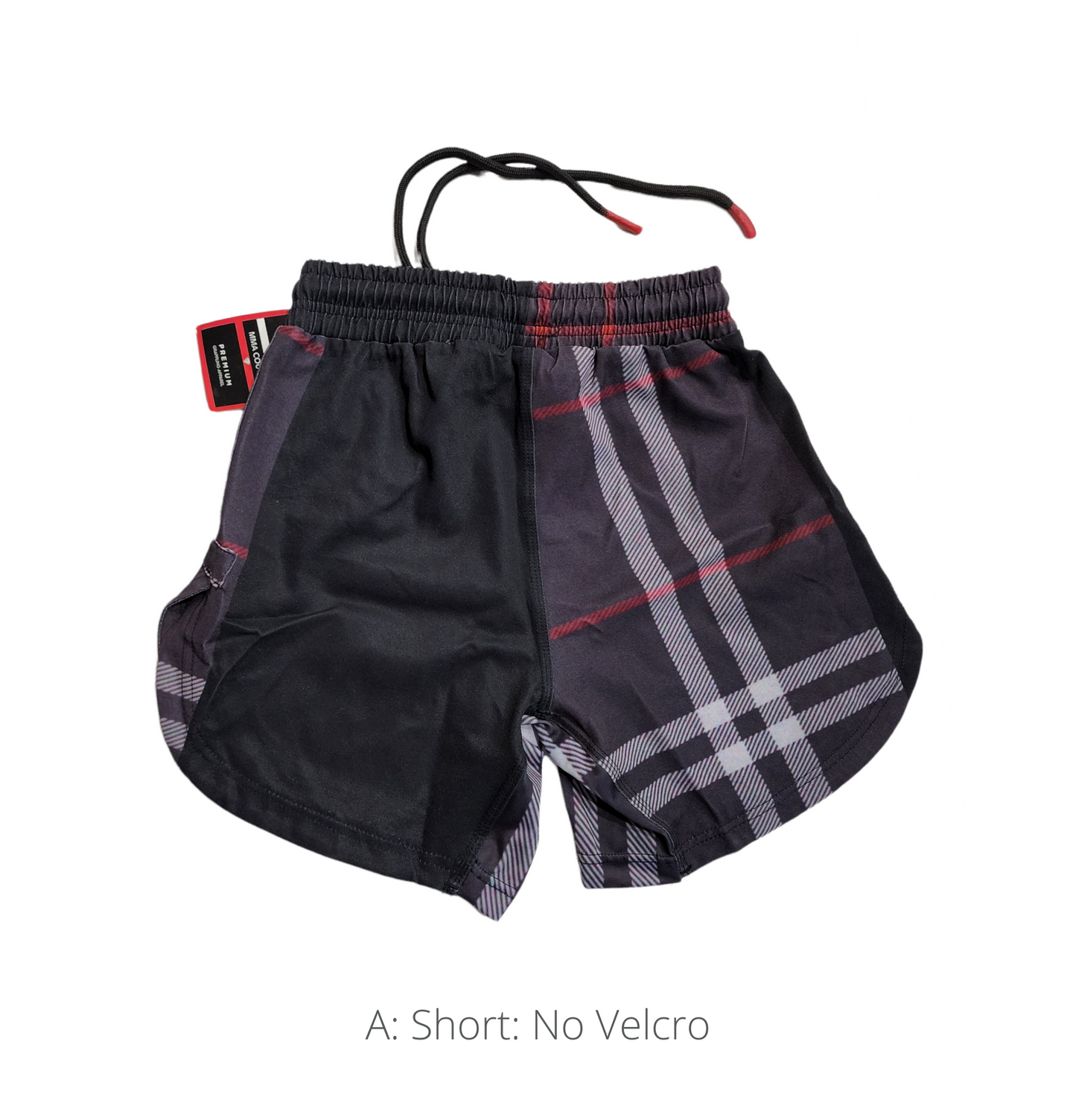 BJJ Couture Tartan Black and Red Grappling Shorts