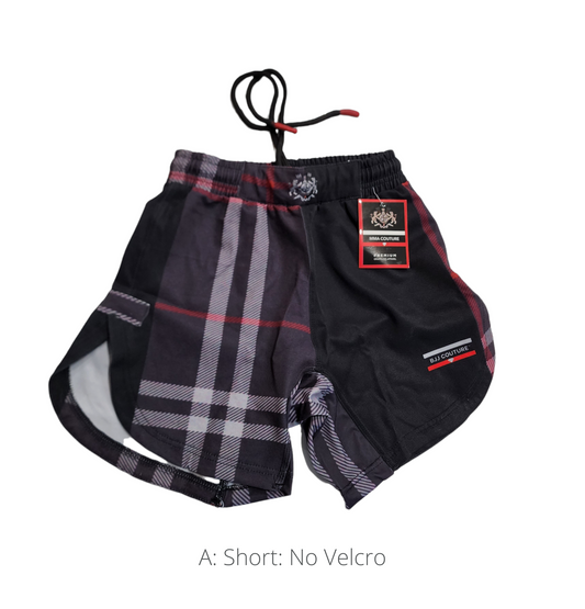 BJJ Couture Tartan Black and Red Grappling Shorts