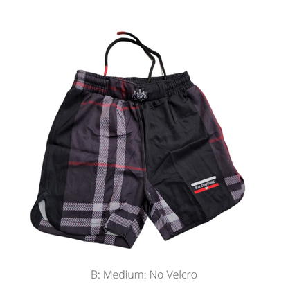 BJJ Couture Tartan Black and Red Grappling Shorts