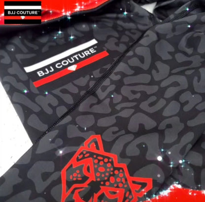 BJJ Couture Leopard Print Spats Black & Red