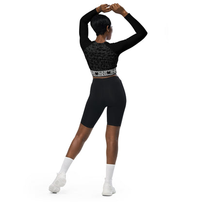 BJJ Couture Custom Black Leopard eco-friendly fitted long-sleeve crop top
