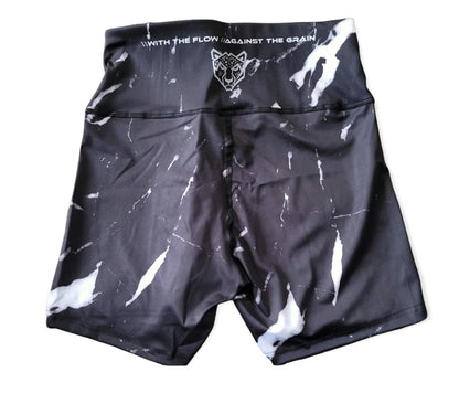 BJJ Couture Women's Compression Grappling Shorts - Black Carrara Marbl