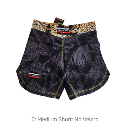 BJJ Couture Black and Gold Leopard Chain Grappling Shorts