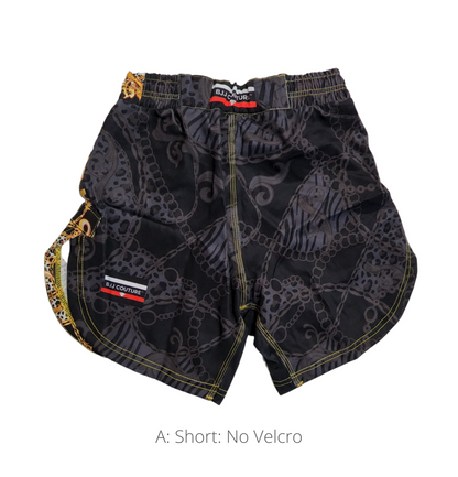 BJJ Couture Black and Gold Leopard Chain Grappling Shorts