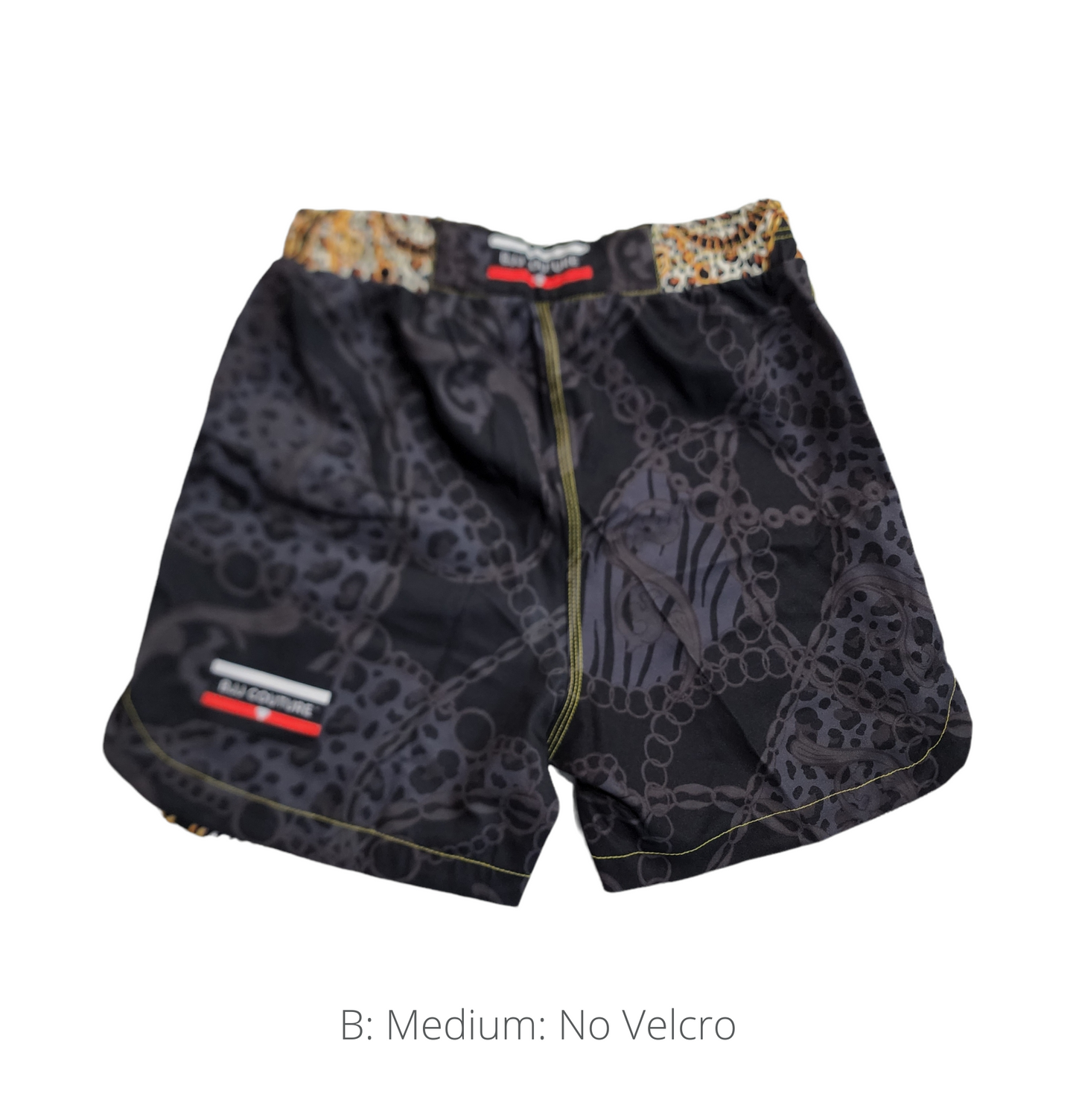 BJJ Couture Black and Gold Leopard Chain Grappling Shorts