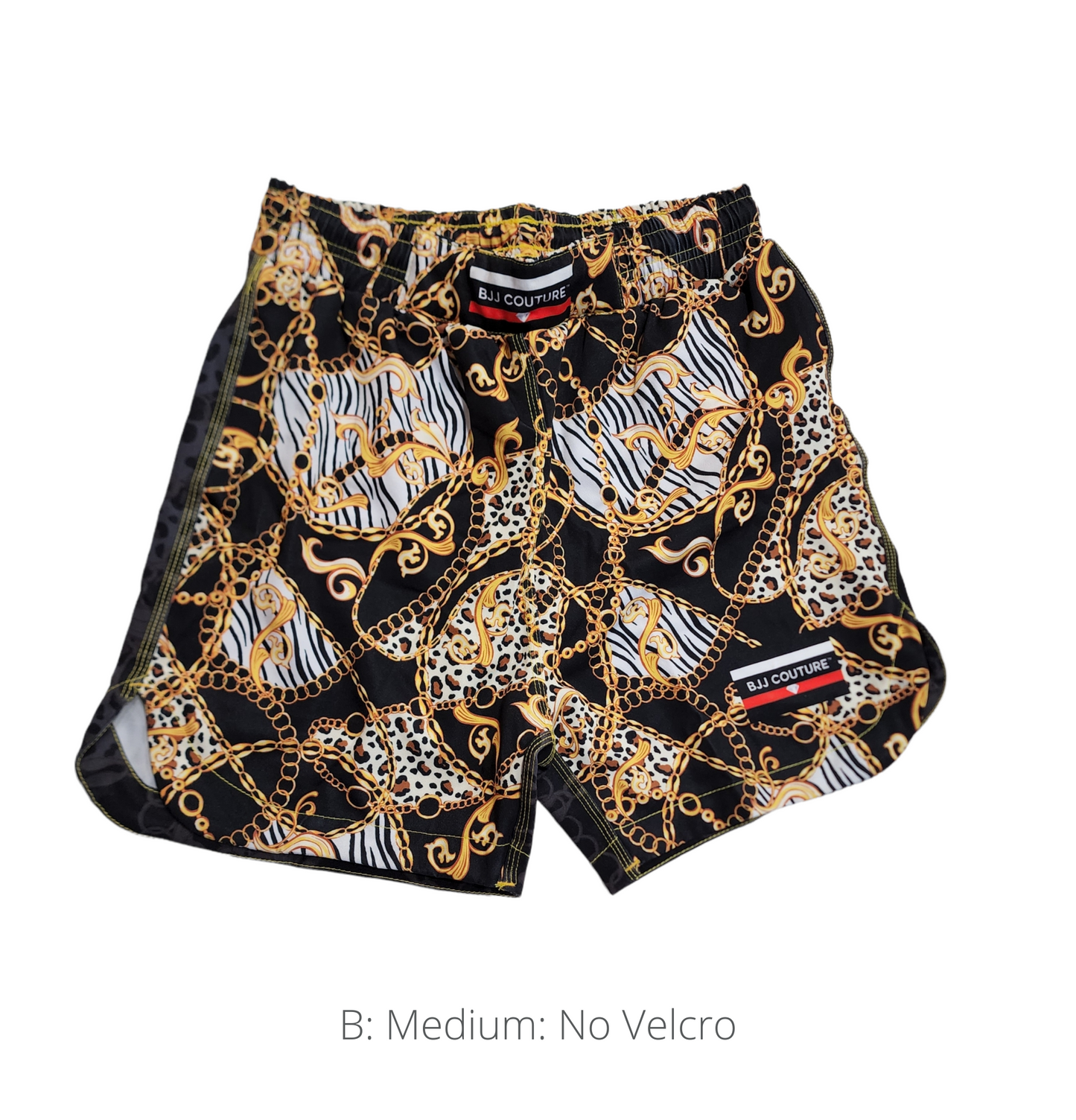 BJJ Couture Black and Gold Leopard Chain Grappling Shorts