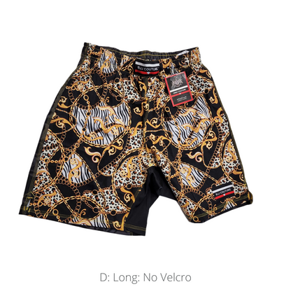 BJJ Couture Black and Gold Leopard Chain Grappling Shorts