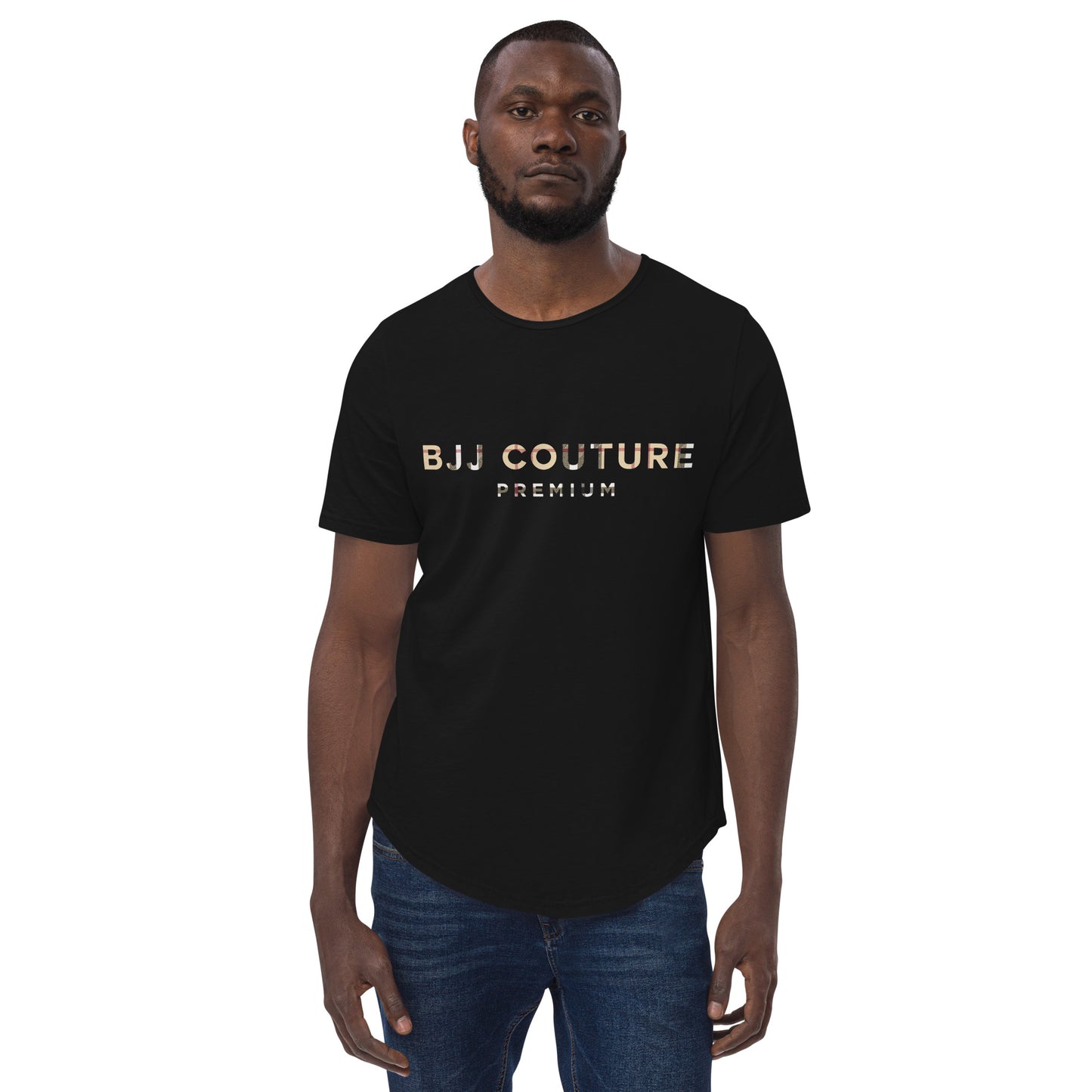 BJJ Couture Tartan Unixex Black & Tan Premium Curved Hem T-Shirt