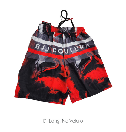 Seamless Red and Black Lava Marble Grappling Shorts