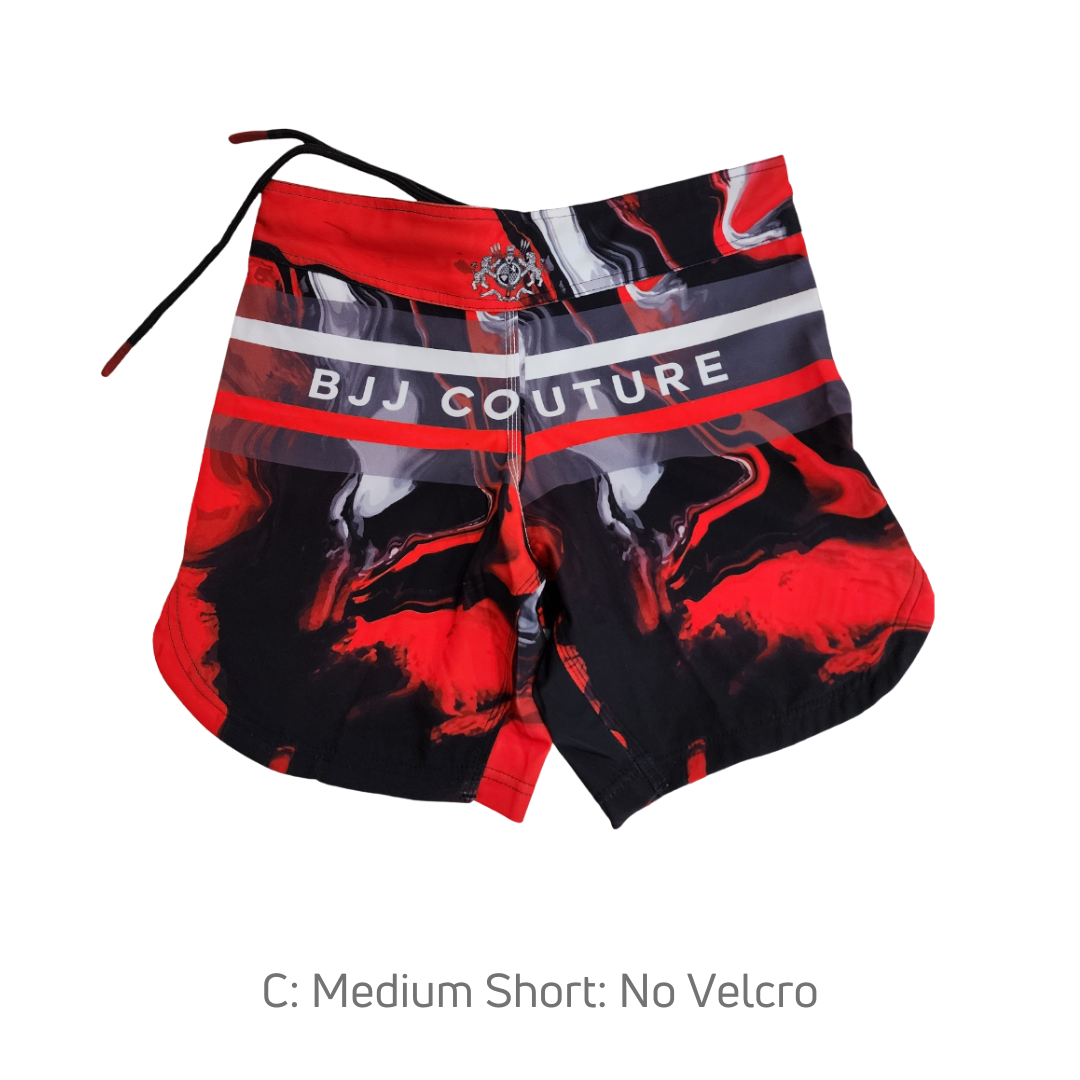 Seamless Red and Black Lava Marble Grappling Shorts