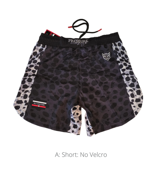 BJJ Couture Leopard v2 Print Black & Grey Grappling Shorts
