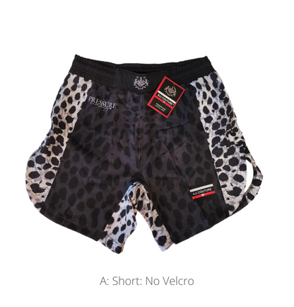 BJJ Couture Leopard v2 Print Black & Grey Grappling Shorts