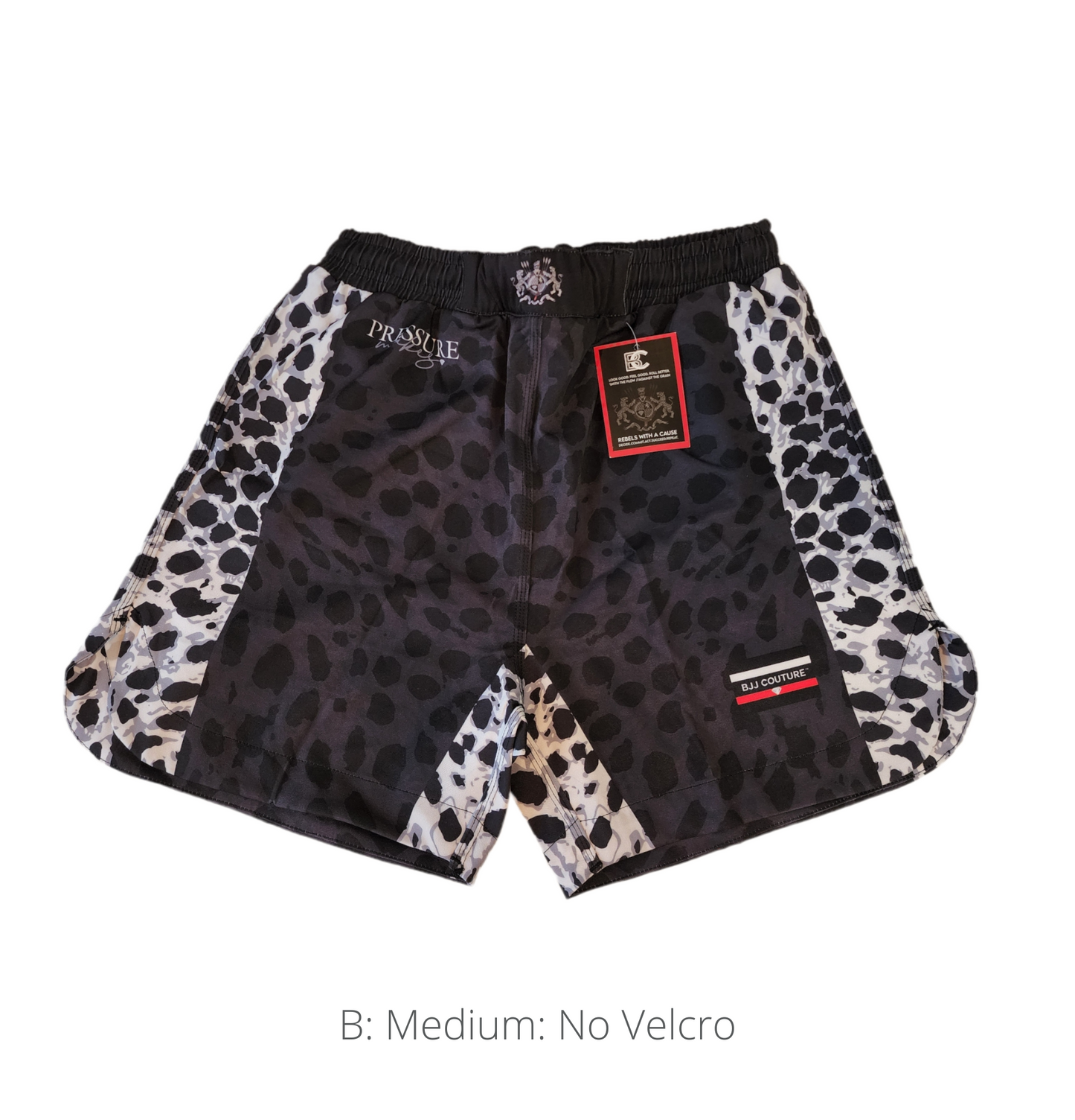 BJJ Couture Leopard v2 Print Black & Grey Grappling Shorts