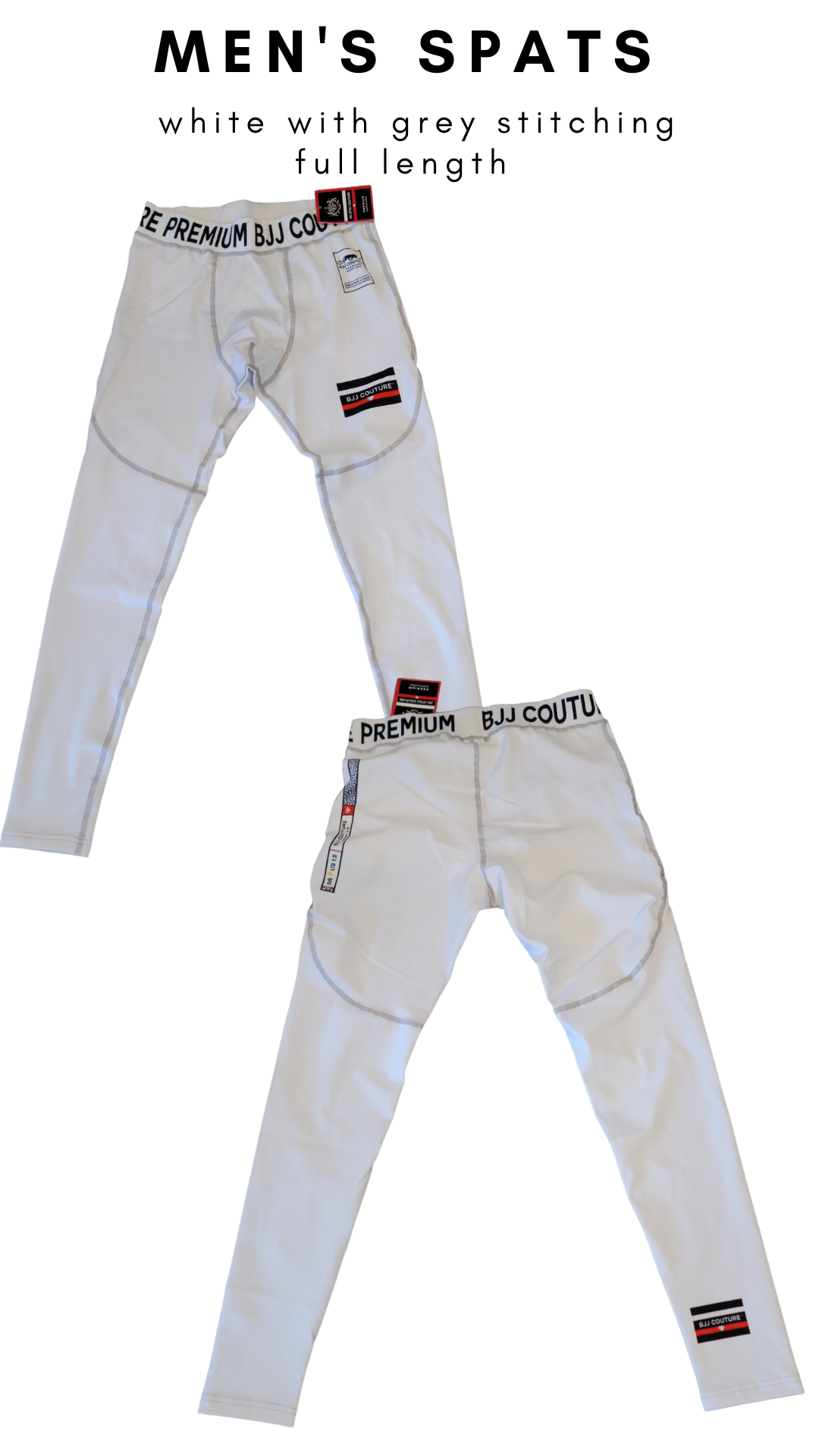 Men's White Compression Grappling Spats - Long