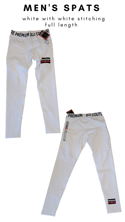 Men's White Compression Grappling Spats - Long