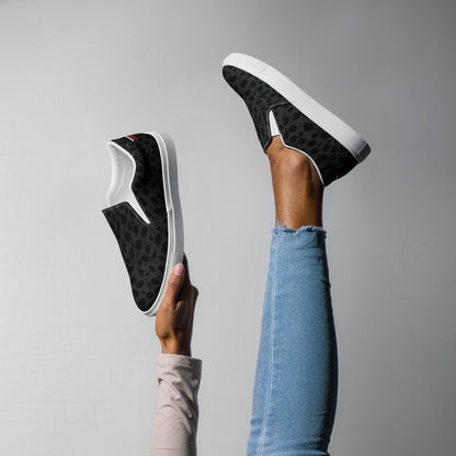BJJ Couture Black Leopard Women’s slip-on canvas shoes